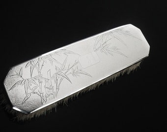 Chinese Export Silver Clothes Brush, Vintage, Grooming, Decorated, Waikee of Hong Kong c.1930, REF:667T