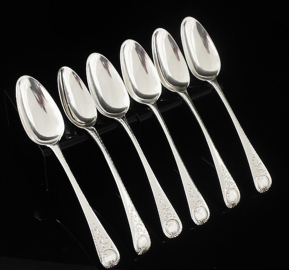 6 Silver Dessert Spoons Sterling Cutlery English Antique William Stalker John Mitchison Hallmarked Newcastle C.1775 REF 410C Etsy