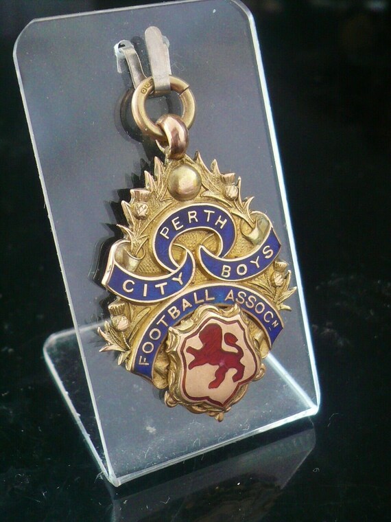 Pocket Watch Fob, Medal, 9ct Gold, Enamel, Perth City… Gem