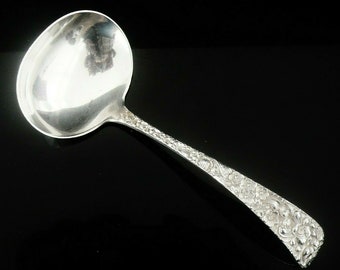 Silver Sauce Ladle, Rose Pattern, Sterling, Cutlery, Toddy, Serving, Tableware, American, Vintage, STIEFF, REF:564P