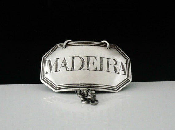 Silver Decanter Label, MADEIRA, Antique, Sterling, English, Ticket