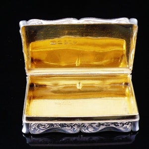 Antique Sterling Silver Snuff Box, English, Tobacco, Victorian, Gilt, Edward Smith, Hallmarked Birmingham 1845
