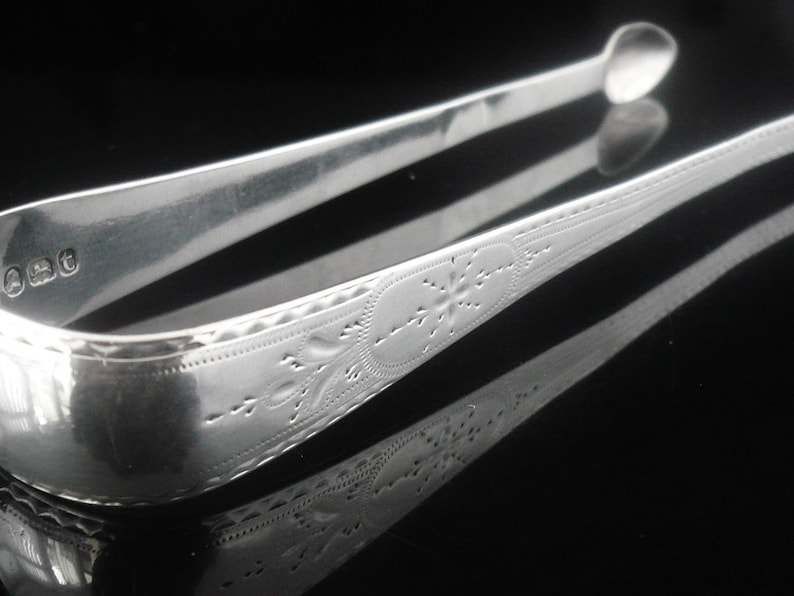 Antique Tableware George Wintle Hallmarked London 1794 Silver Sugar Tongs Nips REF:435K Sterling English