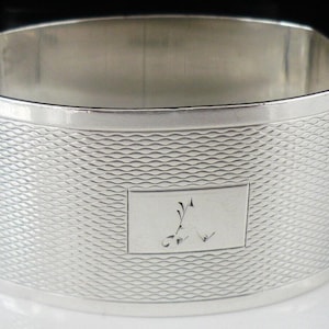 Sterling Silver Napkin Ring, English, Vintage, Serviette, Engraved, Tableware, Deakin & Francis Ltd, Hallmarked Birmingham 1933