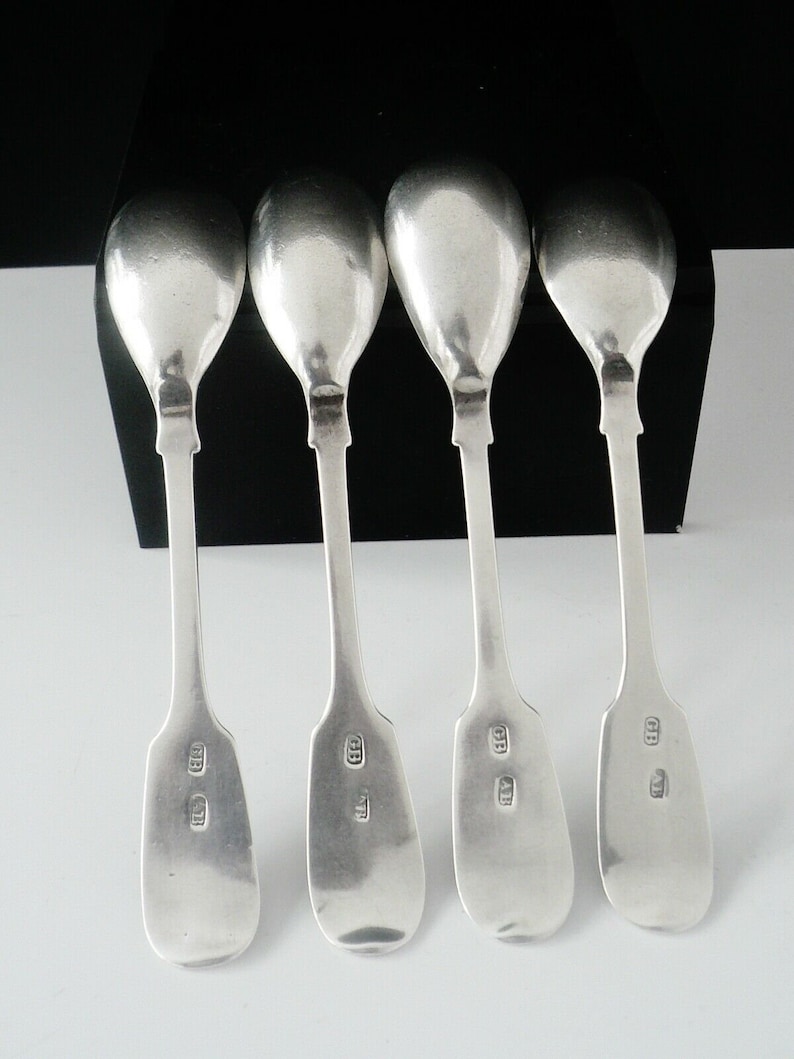 Tableware Scottish Provincial Cutlery REF:469D Condiment Antique Mustard Aberdeen G /& A Booth c.1840 4 Silver Egg Spoons
