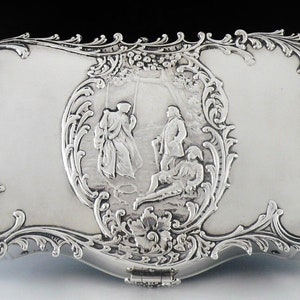 Silver Jewellery Box, Sterling, Antique, English, Edwardian, Wood, Trinket, Ladies, William Comyns, Hallmarked London 1902, REF:618Q