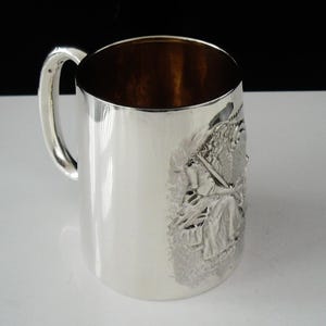 Antique Sterling Silver Cup Mug with Cinderella, English, Edwardian, Christening, Baby, William Hair Haseler, Hallmarked Birmingham 1906