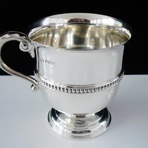 Sterling Silver Christening Cup Mug, English, Vintage, Baby, Brook & Son, Hallmarked Sheffield 1926
