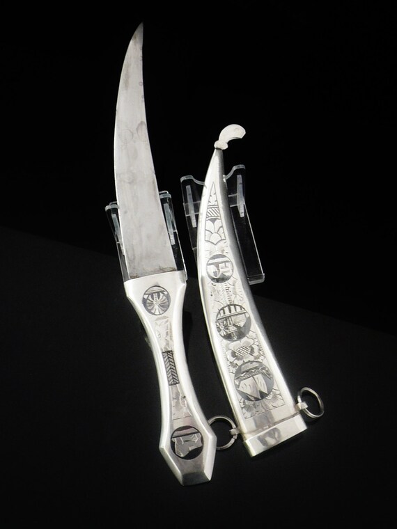 Silver Niello Janbiya Dagger, Iraqi, Iraq, Marsh Arab, Middle