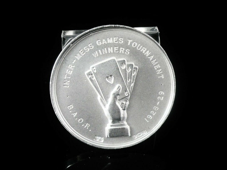 English Hallmarked Birmingham 1928 Inter-Mess Games Tournament Vintage REF:553F Rare Silver Medal Sterling British Army of the Rhine