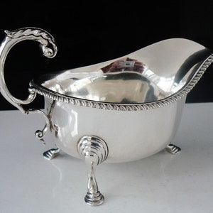 Silver Sauce Boat, Sterling, English, Gravy, Vintage, Tableware, Serving, B Chatterley & Sons Ltd, Hallmarked London 1932, REF:611H image 9