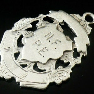 Pocket Watch Fob, Medal, Sterling, Silver, English, Antique, Jewellery, Daniel George Collins, Hallmarked Birmingham 1903