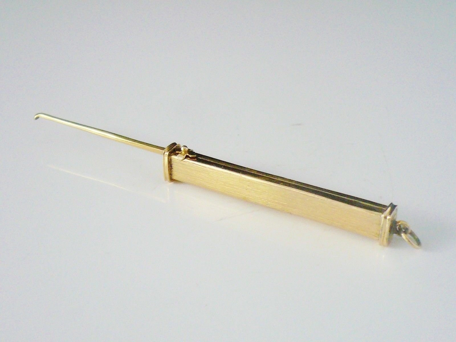 Image of 18Ct Gold Snuff Spoon, Tobacco, Propelling, Vintage, Initials Fk, Ref432V