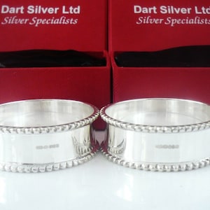 Silver Napkin Rings, Cased, Serviette, Christening, Gift, New, Pair, Sterling, Scottish, Hallmarked Edinburgh, Dart Silver Ltd