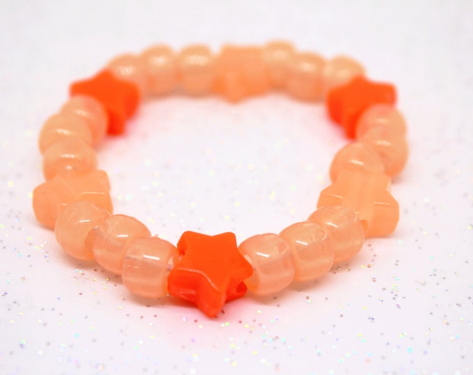 Orange Bead Bracelet, Bright Bracelet, Rave Jewellery, Girls Stretch