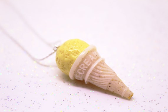 Download Ice Cream Necklace Vanilla Ice Cream Food Necklace Kawaii Etsy