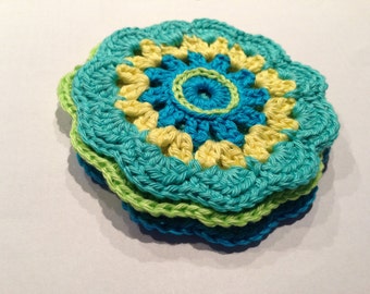 Crochet pattern colored coasters