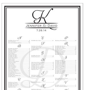 Wedding Seating Chart Monogram, Wedding Seating Chart, Seating Plan Poster, Seating Board, Printable, Digital File, 24x36, 24 x 36