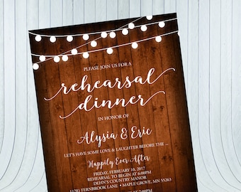 Rustic Rehearsal Dinner Invitation, Rehearsal Dinner Invitation, Wood Wedding Rehearsal Dinner Invitations, Digital File, 5x7 Printable