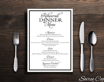 Rehearsal Dinner Menu, Wedding Menu, Menu Card, Modern Rehearsal Dinner Menu, 5x7, Digital File, Printable