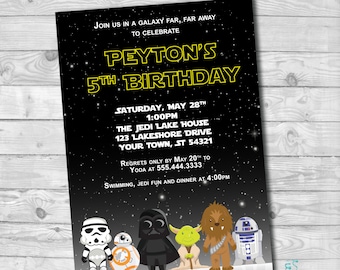 Star Wars Birthday Invitations, Star Wars Birthday, Digital File, Customized Printable Star Wars Invite 5x7