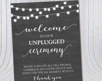 Unplugged Wedding Sign - Unplugged Ceremony Sign - Vertical Chalkboard Wedding Sign - Wedding Decor, 8x10