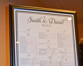 Wedding Seating Chart, Table Assignment Chart, Alphabetical Seating Chart, Digital Seating Chart File, 24x36, 24 x 36,