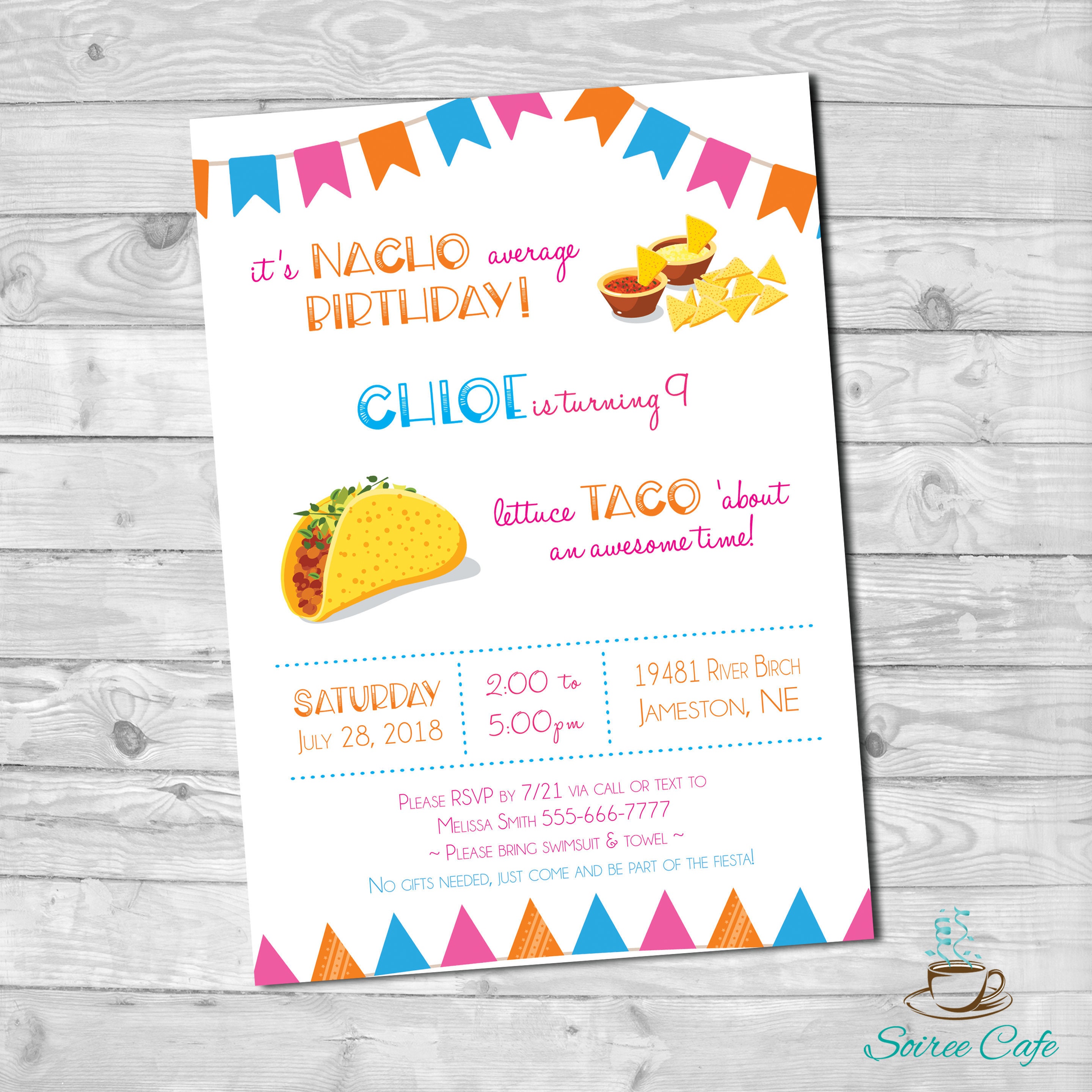 Taco Birthday Invitation Taco Party Invite Fiesta Birthday | Etsy