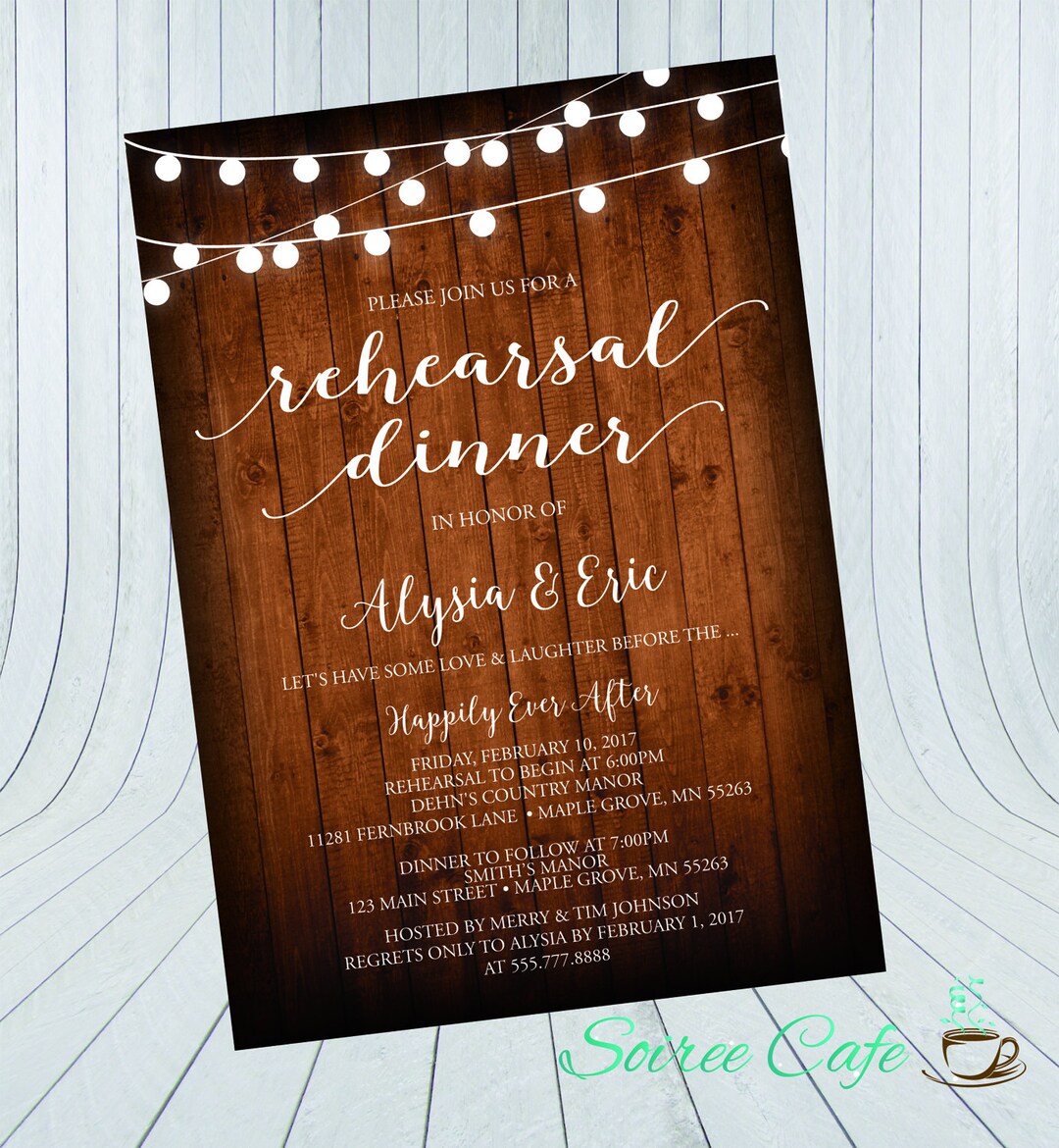Rustic Rehearsal Dinner Invitation, Rehearsal Dinner Invitation, Wood ...
