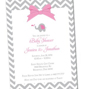 Elephant Baby Shower Invitation, Elephant Invitation, Baby Elephant Shower, Pink Blue Green Unisex Baby Shower, Printable, Digital File, 5x7