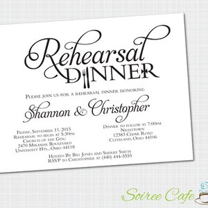Invitación elegante a la cena de ensayo de boda - Personalizable y personalizada, 5x7