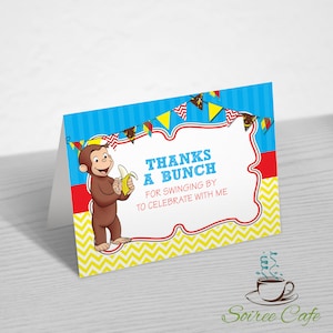 Curious George Thank You Card, Curious George Birthday Party Thanks ...