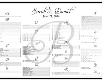 Wedding Seating Chart, 36 x 24, Table Seating Chart, Seating Plan Poster, Seating Board, Printable, Digital File Emailed, 36 x 24