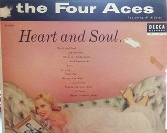 The Four Aces, Heart and Soul, Vintage Record Album, Vinyl LP, Classic Do-Wop 1950's Music, Love Ballads, Decca Record Label