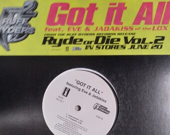 Ruff Ryders, Ryde or Die Vol. 2, Got it All Featuring Eve and Jadakiss, 12" Single Play, DJ Club Radio Copy, Vintage Vinyl Record