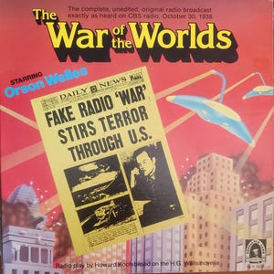 The War of the Worlds, Orson Wells, Radio Play, Vintage Vinyl Record Album, Classic Radio Show Story, Nostalgia, 1938 Radio Show