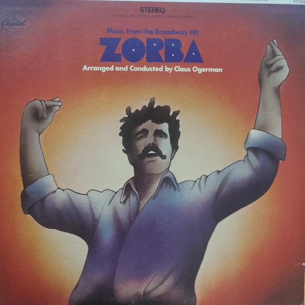 Zorba, Music from the Broadway Hit, Claus Ogerman, Vintage Vinyl Record Album, Classic Broadway Musical, Stormy Love Affairs Isle of Crete