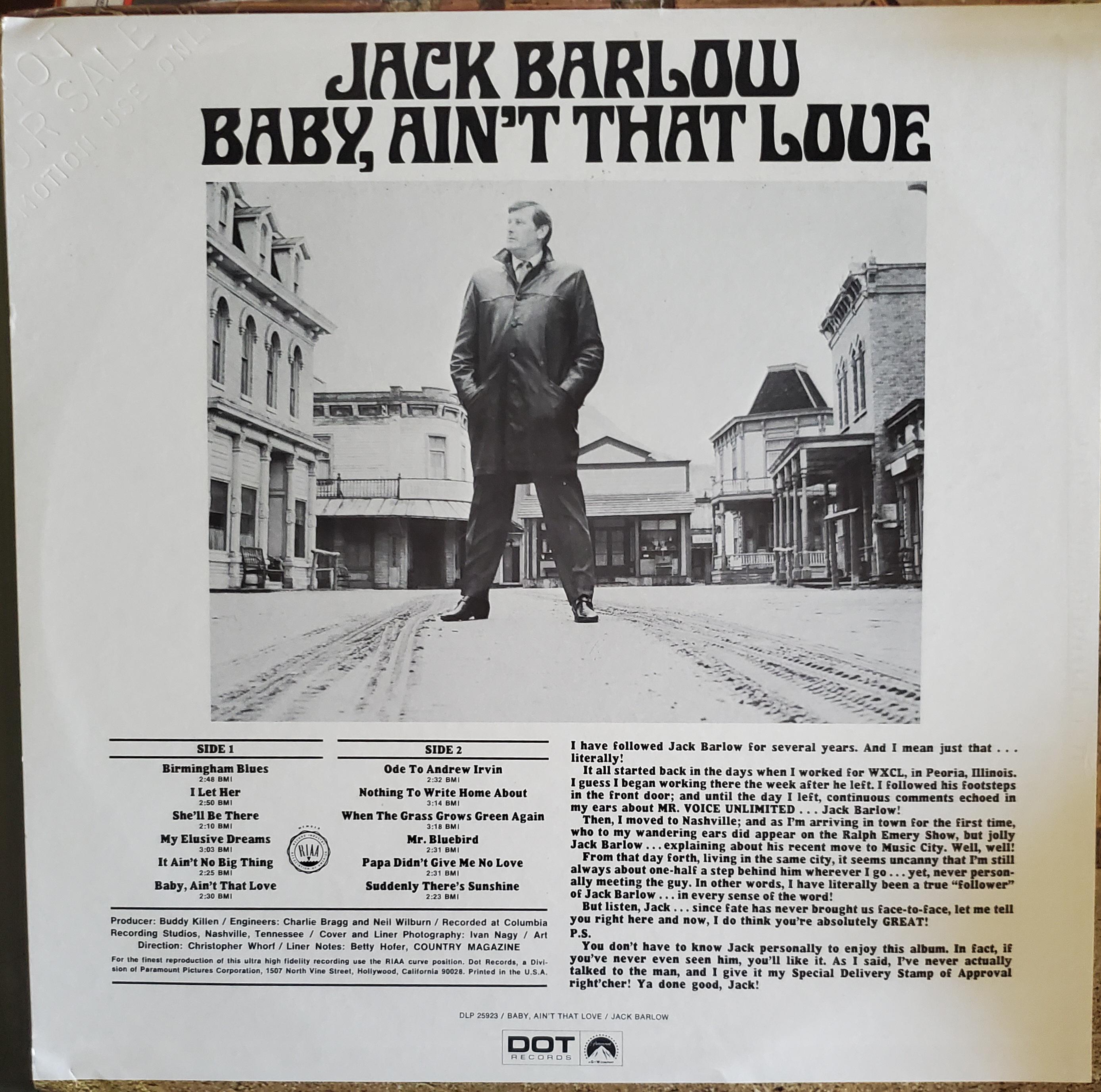 Jack Barlow, Baby Ain't That Love, Vintage Vinyl Record Album