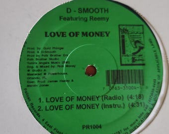 D-Smooth Featuring Reemy, Love of Money, 12" Single Play DJ Club Radio Play, Vintage Vinyl Record, Classic Hip Hop Rap, American Rapper