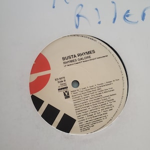 Busta Rhymes, Turn it Up/Rhymes Galore, 12&quot; Single Vintage Vinyl Record Album, Classic Hip Hop Rap, American Rapper, Singer, Knight Rider