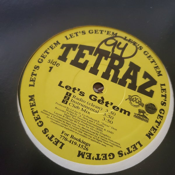 Tetraz, Let's Get'em, Tru 2 Dis, 12" Single Play DJ Club Play Vintage Vinyl Record, Classic Hip Hop Rap, American Hip Hop Rap Artist