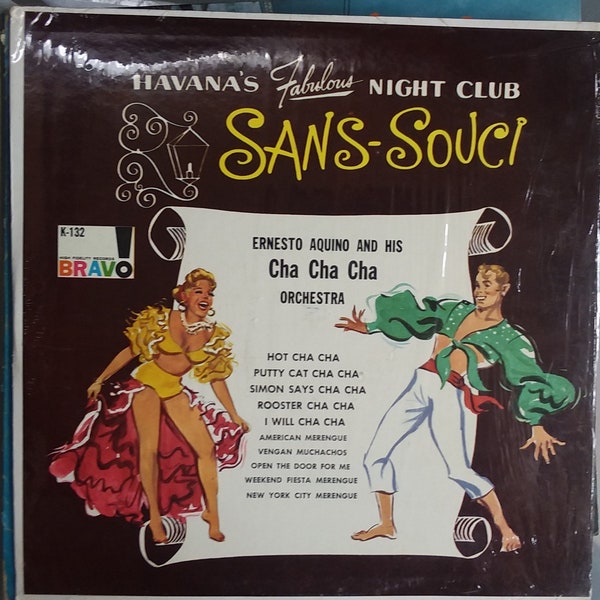 Ernesto Aquino and His Cha Cha Cha Orchestra, San Souci Night Club, Vintage Record Album, Vinyl LP, Classic Latin Jazz Music, Dance Music