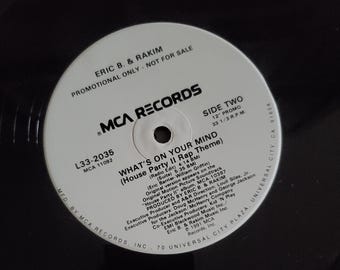 Eric B. and Rakim, What's On Your Mind, 12" Single Play Vintage Vinyl Record Album, Promo Album, House Party II Rap Theme Song