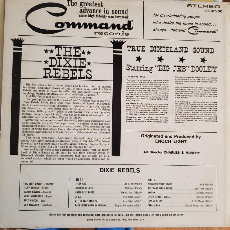 The Dixie Rebels, True Dixieland Sound, Vintage Vinyl Record Album ...