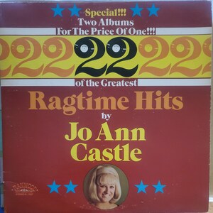 Jo Ann Castle, Ragtime Hits, 2-Record Set, Vintage Vinyl Record Album, Classic Ragtime Piano Music, Queen of Ragtime