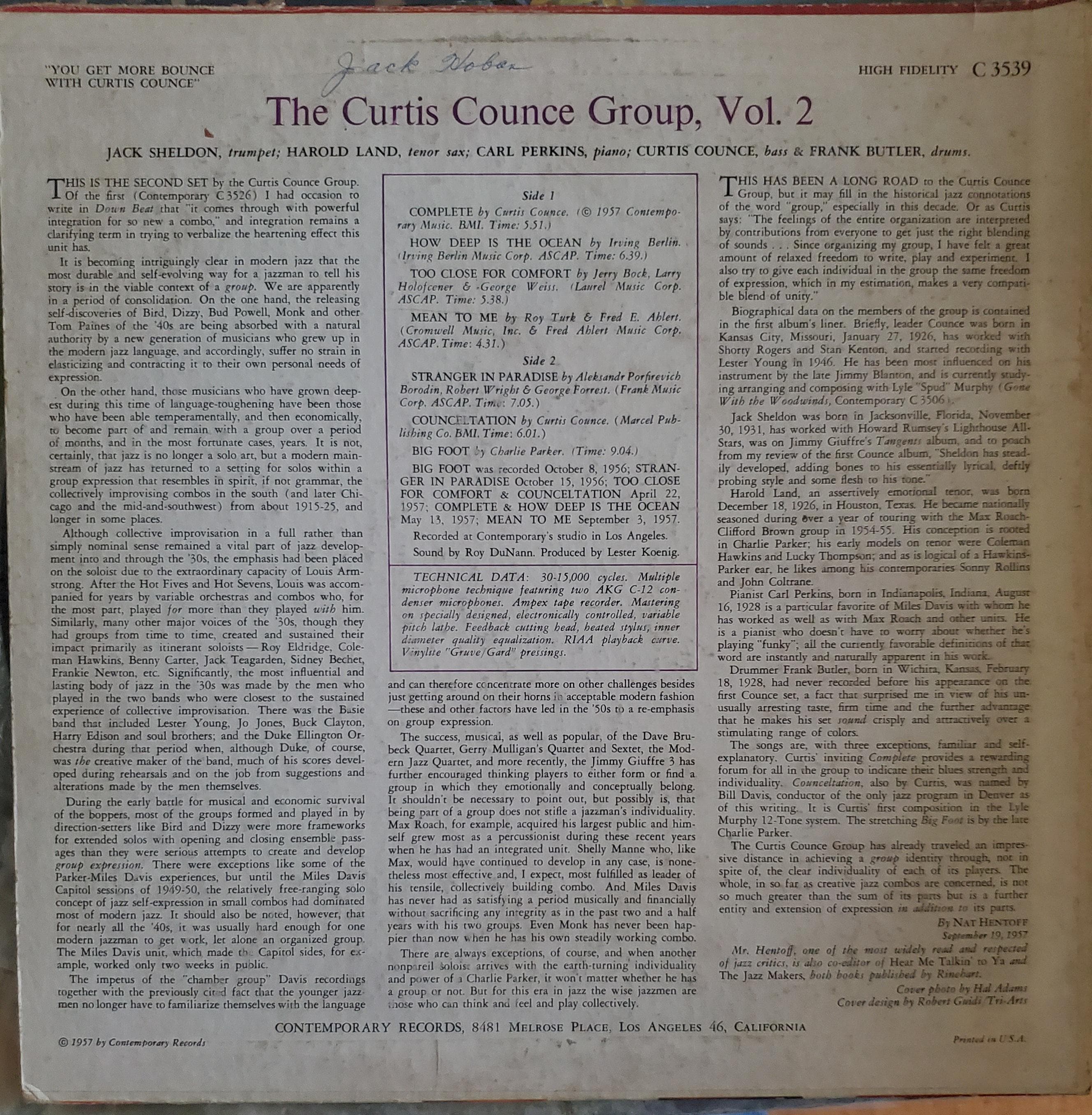 Curtis Counce, You Get More Bounce with Curtis Counce, RARE Mono 