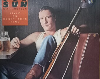 Joe Sun, 2 Record Set, Livin' on Honky Tonk Time and Out of Your Mind, Vintage Record Album, Vinyl LP, Classic Country Music