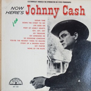 Johnny Cash, Now Here&#39;s Johnny Cash, Sun Record Label, Vintage Record Album, Vinyl LP, Classic Country Music, Live Recording, Music Legend