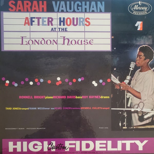 Sarah Vaughan, After Hours at the London House, Vintage Record Album, Vinyl LP, Classic Jazz, American Jazz Singer, Traditional Pop