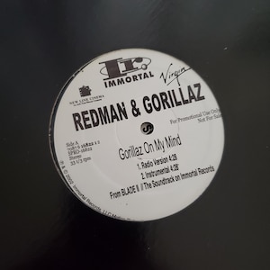 Redman & Gorillaz, Gorillaz on My Mind, 12 Inch Single DJ Club Radio Vintage Vinyl Record, Classic Hip Hop Pop, American Rapper Virtual Band
